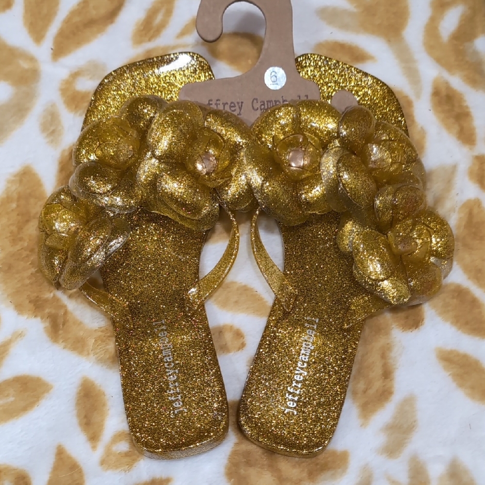 Jeffrey Campbell Gold Glitter Sandals